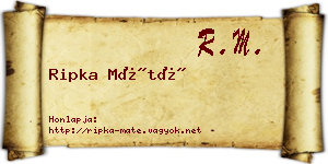 Ripka Máté névjegykártya